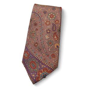 Pride of England Made in USA Vintage Silk Tie Paisley Floral Geometric Pattern